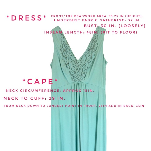 Vintage 60’s Elegant Hand Beaded Mint Gown & Cape - Picture 8 of 8